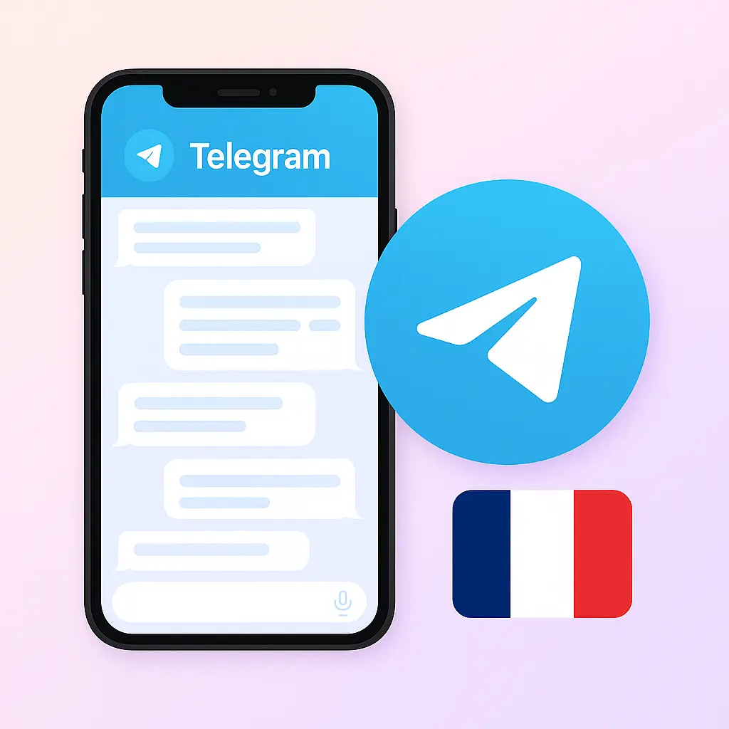 Illustration d’un smartphone avec interface Telegram, pour un lien Telegram cul vérifié en France